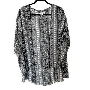 Adam Levine Women's Collection Draped Black & White Aztec Cardigan Sz L GUC